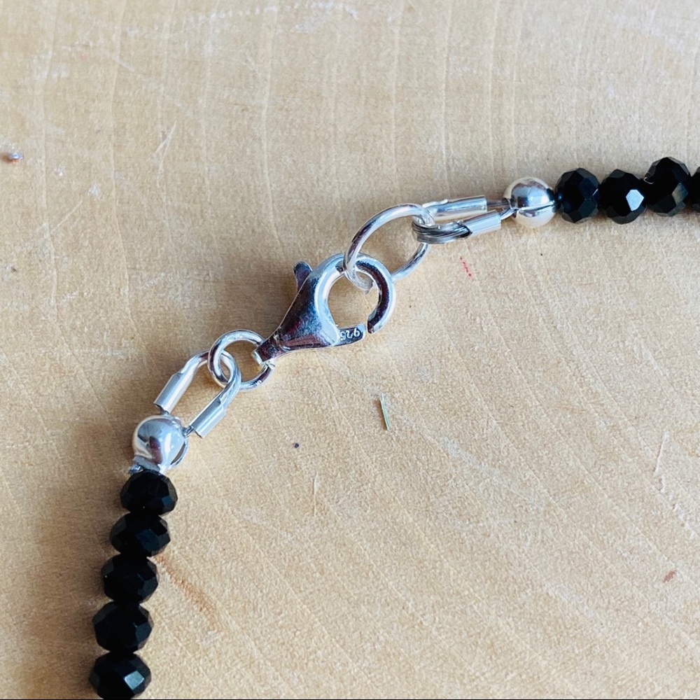 Green Onyx Black Spinel Gemstone Sterling Bracelet - Picture 5 of 9